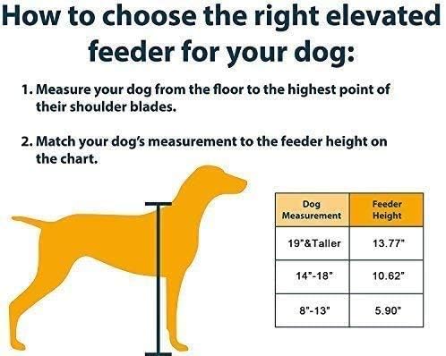 Elevated Dog Bowls Raised Pet Feeder Cat Food Water Diner Stand Set | W/ 2 Removable Stainless Steel Bowls (2 Quarts/13.77" in Height) for Large Breed Dogs Easy to Clean