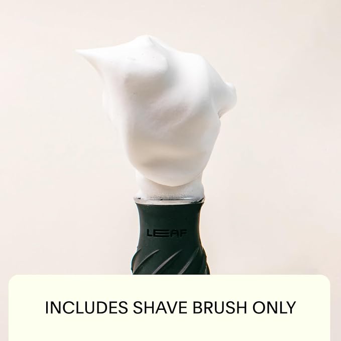Leaf Shave Grooming Brush - Metal & Silicone Handle, Black | Measuring cup handle for use with soap and bowl sets, compatible with soap bar and accessories