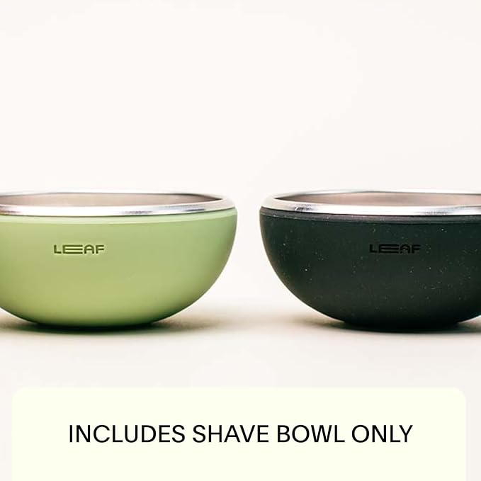 Leaf Shave Leaf Bowl - Stainless Steel Grooming Bowl, Sage | Silicone grooming bowl compatible with brush sets, soap bars and refills for lathering