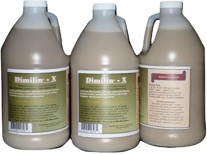 SOBAKEN Dimilin-X Koi & Goldfish Treatmen 1/2 Gallon Anchor Worm Fish Lice Flukes diflubenzuron