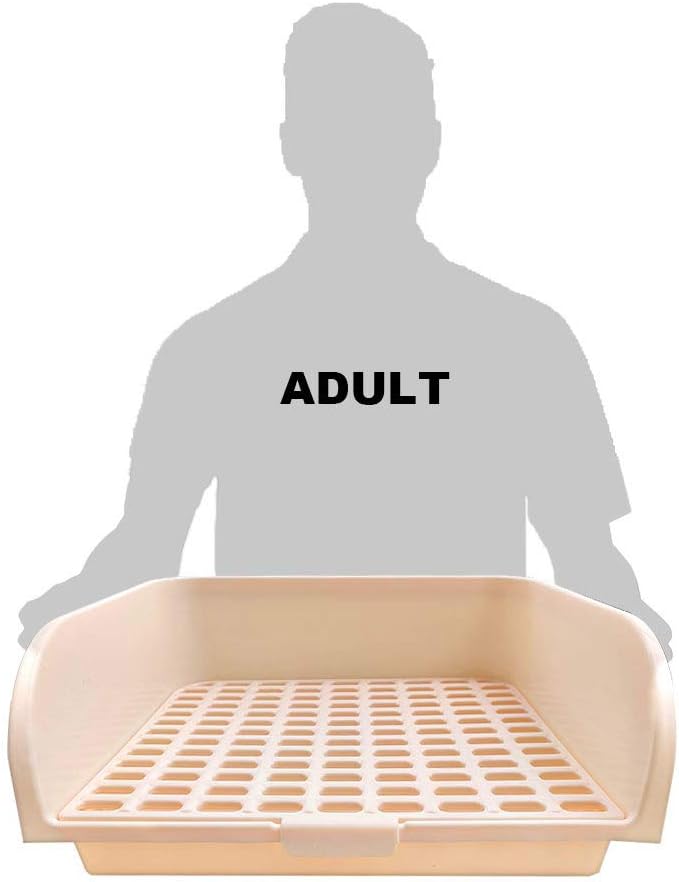 Amakunft 17"x13" Extra Large Rabbit Litter Box with 10PCS Pee Pads, High Sided Plastic Bunny Rat Ferret Litter Box with Removable Grid, Indoor Guinea Pig Jumbo Corner Litter Pan for Small Animal Cage