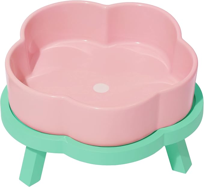 VETRESKA Elevated Dog Bowls Large Breed, 40 oz Ceramic Raised Dog Bowl | Flower-Shaped Food Water Bowl with Bamboo Stand, Feeding Dish Bowls for Medium/Large Dogs and Cats