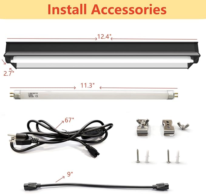 Leoterra T5 8W 10.0 UVB Reptile Light Fixture and Bulb Kit, High Output UVB/UVA Lighting System Linkable Design,Multiple Mounting Options for Bearded Dragons, Tortoises, Uromastyx - Plug and Play