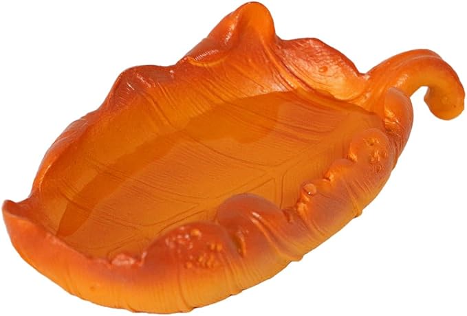 Food/Water Dish for Reptiles, Amphibians and Other Little Critters Water/Food Bowl, Made from Premium Resin (Yellow Leaf Bowl)