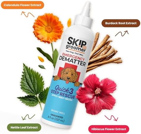 Dematting Cream + Rake Brush - Mat & Tangle Remover Kit | Cream + Rake Brush 2-Step Mat Kit: Apply, Wait 2 Min, Brush Outside-In. For Doodle Coats. No Rinse.