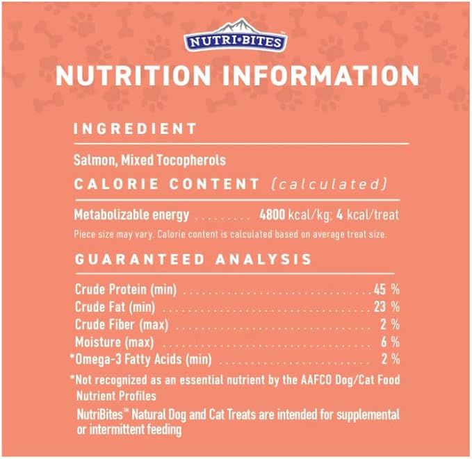 Nutri Bites Freeze Dried Salmon Dog & Cat Treats, 14oz | Healthy Pet Training Treats or Food Topper | All Natural, 1 Single Animal Protein, High Protein