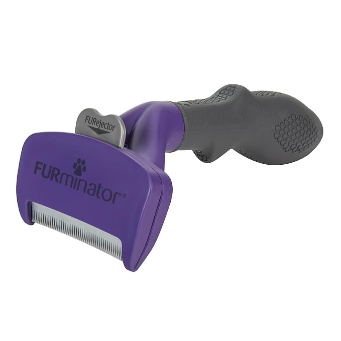 FURminator Medium to Large Cat deShedding Tool for Long Hair | Reduces Loose Hair From Shedding, Easy Clean-Up, For Cats Over 10 lbs, Use Weekly, Ergonomic Handle For Comfort