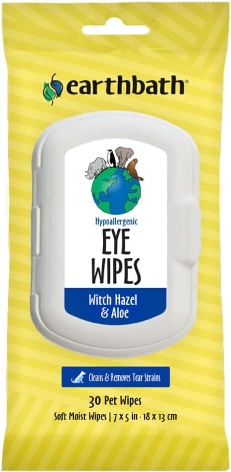 earthbath Witch Hazel & Aloe Pet Eye Wipes, 30 Count