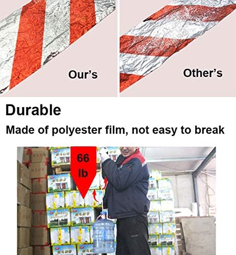 Bird Scare Tape, 2 Pack 1''x260FT Red Spiral Double Sided Repellent Deterrent Reflective Tape for Scaring Birds Away… (Red)