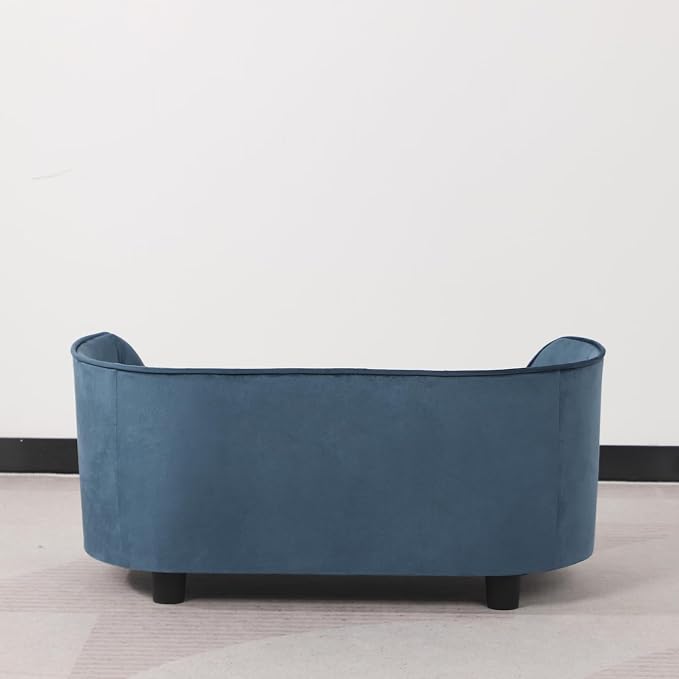 Pet Sofa Bed,Cat Sofa Couch,Small Dog Beds,Pet Sofa Couch, Cat Beds,Wooden Frame and Velvet Fabric and Washable Cushion, Comfy Dog Couch for for Small Dogs &Cats&Puppy (Blue)