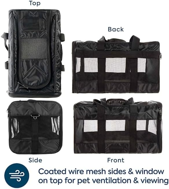 Sherpa Deluxe Airline Approved Soft Sided Dog & Cat Carrier, Black, Large