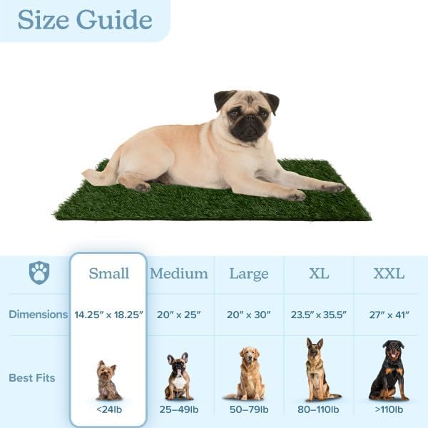 PETMAKER Artificial Grass Puppy Pee Pad for Dogs, Set of 3, 18.25”x14.25” | Reusable Turf Pads for Small Dogs, Indoor and Outdoor Fake Grass Potty, Pet Housebreaking Supplies