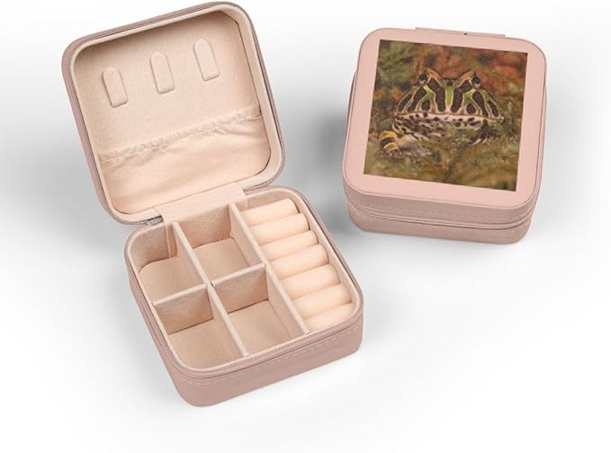 3dRose Pacman frog, South American Horned frog - NA02 AJE0361 - Adam Jones Jewelry Travel Case Pink