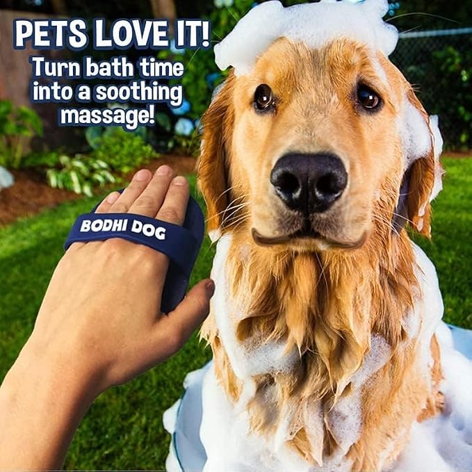 Bodhi Dog Shampoo Brush - Pet Grooming & Bath Supplies for Dogs and Cats - Bath Brush for Long & Short Hair - Premium Scrubber for Shower, Showerhead, Sprayer & Bathing (Two Pack, Blue)
