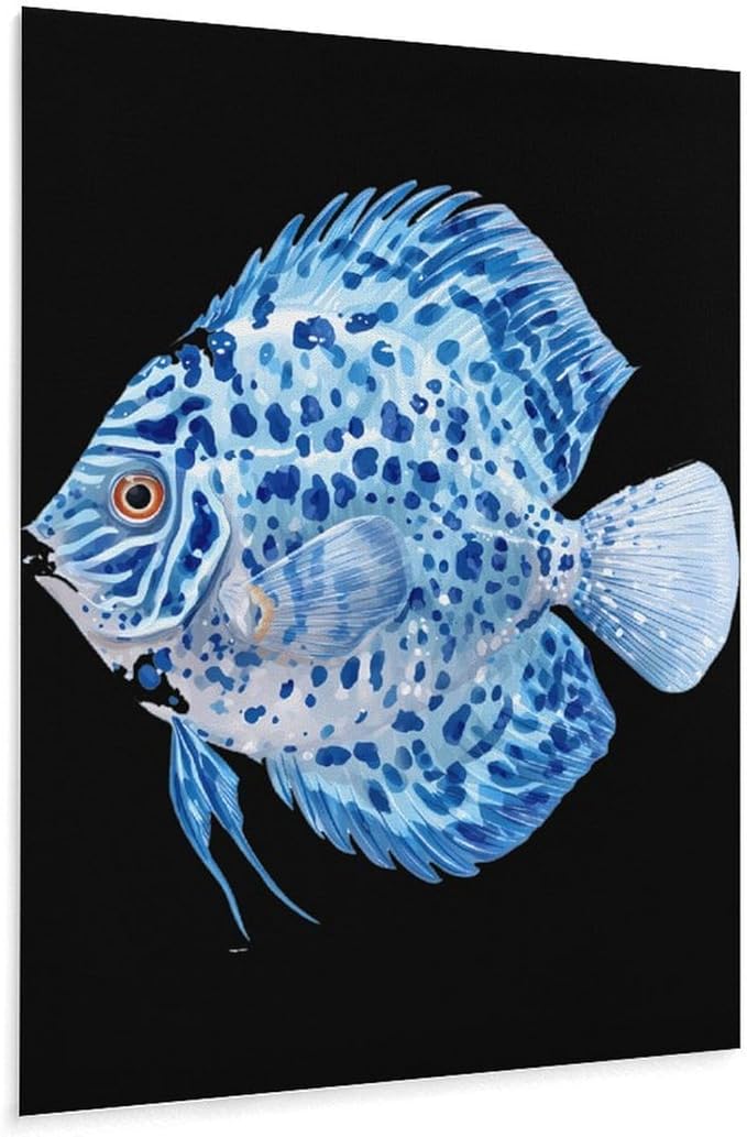 Discus Fish Wall Art Canvas Artwork Vintage Hanging Pictures Painting Poster for Home Decor