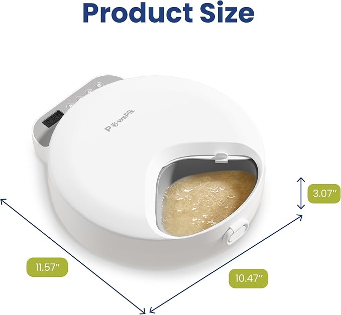 Smart 4-Meal Automatic Wet Food Pet Feeder, 4-Cup Capacity | Programmable Timer for Wet & Dry Food, Cordless, with Ice Packs, Dog & Cat Feeder, White