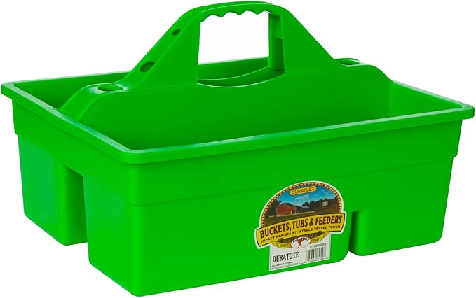 Little Giant® Plastic DuraTote | Horse Grooming DuraTote | Durable Tote Box Organizer with Easy Grip Handle | Extra Thick Sidewalls | Lime Green