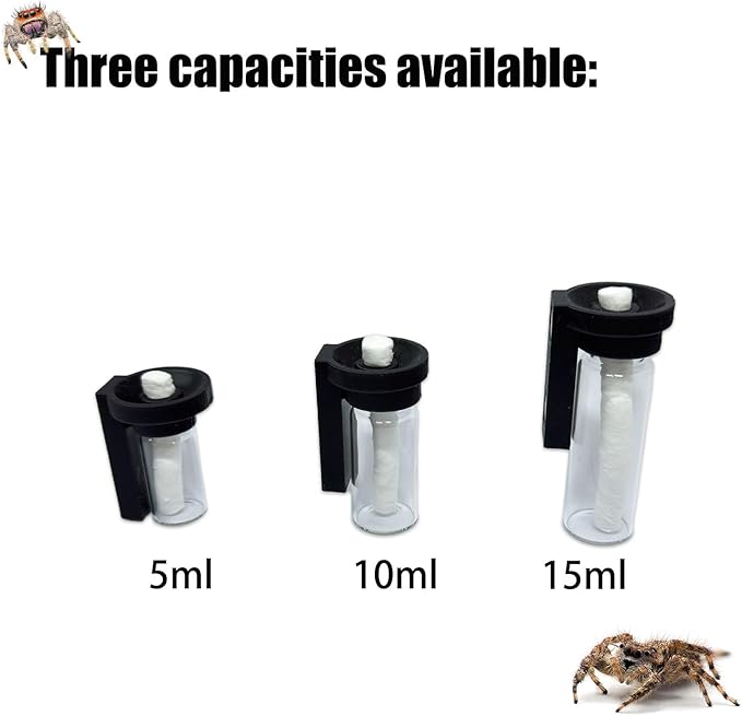 Jumping Spider Water Dispenser, Magnetic Hanging Feeder,Suitable for Jumping Spiders,Tarantulas, Praying Mantises,Arboreal Animals, and Other Small Animal Enclosure Accessories (Black, 5ML)