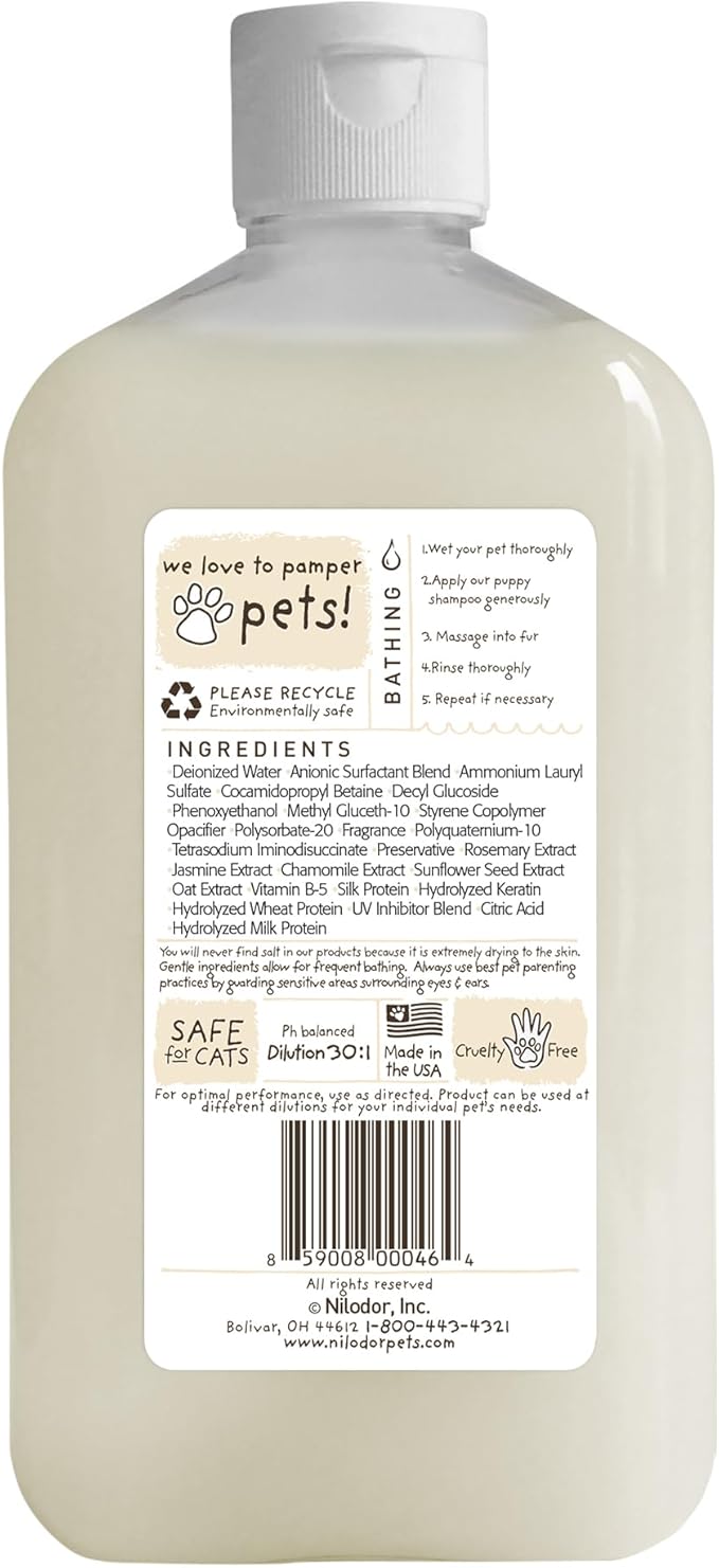 Bobbi Panter Puppy Dog Shampoo Milk Protein, Jasmine, Sunflower & Chamomile – Gentle Nourishing Formula for Puppies & Sensitive Skin, Tear-Free, 30:1 Concentrate, Made in USA, 14 oz
