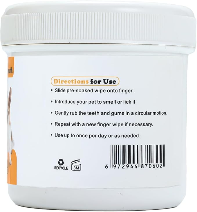 Finger Brushes for Dental Care of Pets, Teeth Cleaning Finger Wipes, Dog Dental Wipes, Reduce Plaque & Tartar, Freshen Breath, Safe & Natural Pet Dental Wipes for Dogs Teeth