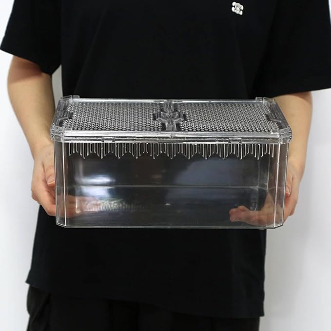 【No Assembly】 Breathable and Secure Reptile Tank with high Transparency - Ideal Container House for Hermit Crab, Tarantula Enclosure, Turtle Tank or Jumping Spider Habitat (L)