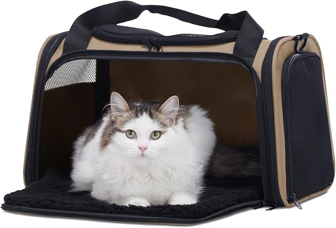 PETSFIT Pet Carrier for Cat, Small Dogs, Khaki