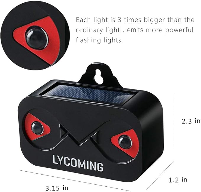 Lycoming Deer Repellent Raccoon Repellent for Nocturnal Animals Solar Predator Control Light Coyote Deterrent Devices with Red Strobe Lights Skunk Repellent for Garden - 4 Pack