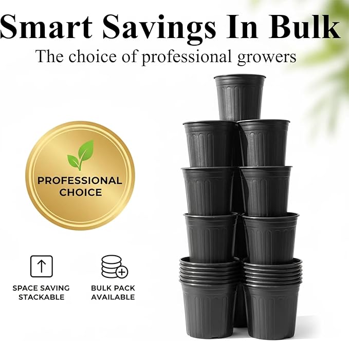 50 Pack 5 Gallon Flexible Plant Nursery Pots Plastic Seedling Starting Pots with Drainage Holes Soft Flower Pots Plant Container with Plant Labels, Black
