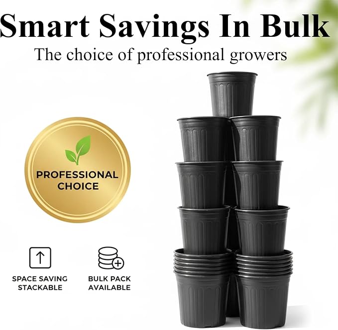 25 Pack 2 Gallon Flexible Plant Nursery Pots Plastic Seedling Starting Pots with Drainage Holes Soft Flower Pots Plant Container with Plant Labels, Black