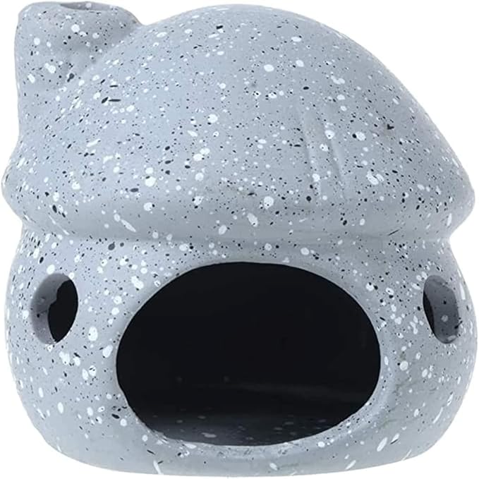 Saim Aquarium Decorations Mushroom House Ceramic Cave, Betta Fish Hideout Breeding Mushroom Cave Fish Tank Ornaments for Amano Shrimp Cichlid Bonsai to Play, Hide and Rest - Grey