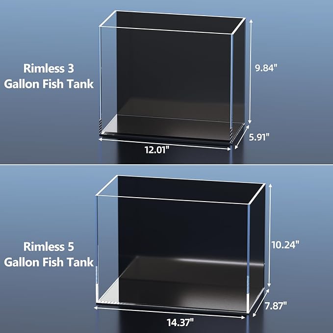 5 Gallon Fish Tank Aquarium Kit with Heater, HOB Filter, LED Light with Timer, Lid, Siphon Vacuum Cleaner, Self Cleaning Glass Rimless Betta Tank