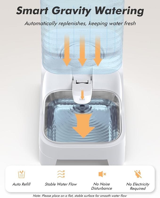 Automatic Dog Water Bowl Dispenser with Patented Faucet - 6L Large Gravity Cat Water Dispenser with Handle, Filter & Adjustable Base, Wide Mouth for Easy Clean, BPA-Free, Stainless Steel Pet Waterer