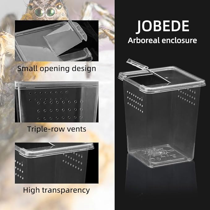 5 Pcs Spider Terrariums Breeding Box, Tall Insect Hatching Container Plastic Feeding Box for Arboreal Small Reptiles Jumping Spider Scorpion Centipede Insect
