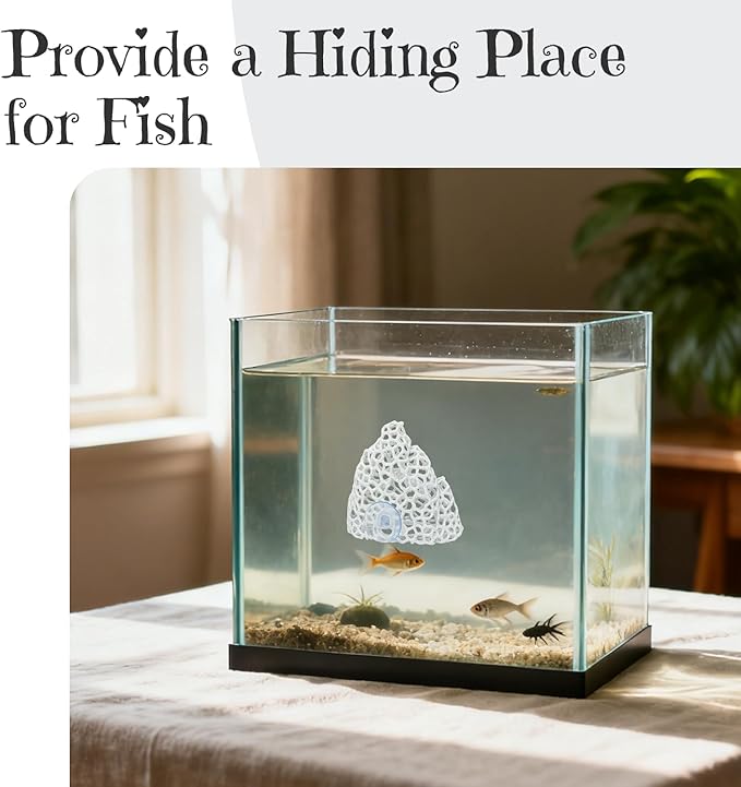 Cave with Suction Cup, Aquarium Betta Fish Hideout Habitat Decor, Stable Resting Hiding Place for Cherry Shrimp, Dwarf Shrimp, Guppy and Small Fish (White)