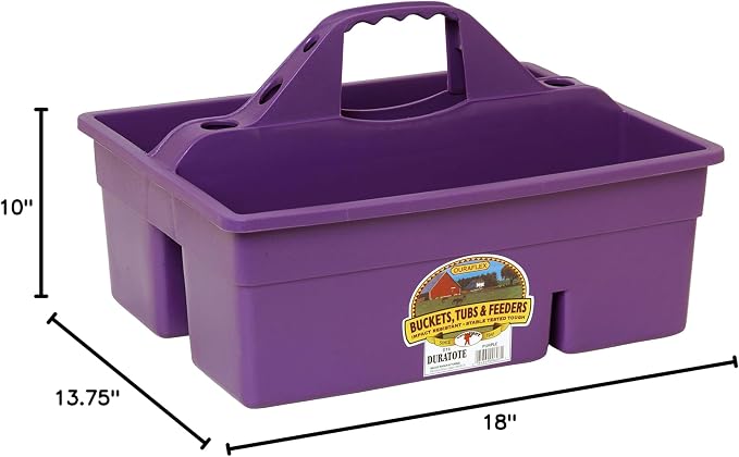 Little Giant® Plastic DuraTote | Horse Grooming DuraTote | Durable Tote Box Organizer with Easy Grip Handle | Extra Thick Sidewalls | Purple