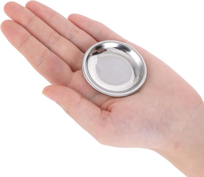 SynHHergyx 4 Pcs Hermit Crab Food & Water Bowl, Small Stainless Steel Feeding Dish for Hermit Crab, Snail, Gecko, Insect