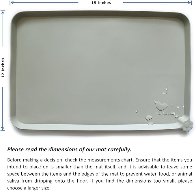Hoki Found Silicone Pet Food Tray - Non Slip Pet Dog Cat Bowl Placemat - Feeding Mat - Waterproof Dog Cat Food Mats - For Carpet - Cream Green