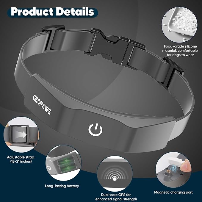 GPS Electric Dog Fence with Free App, Wireless Fence System with Training Collar, Adjustable of Dogs Portable Fence for Outdoor Use, Rechargeable Waterproof Flexiable Collar, (Grey)