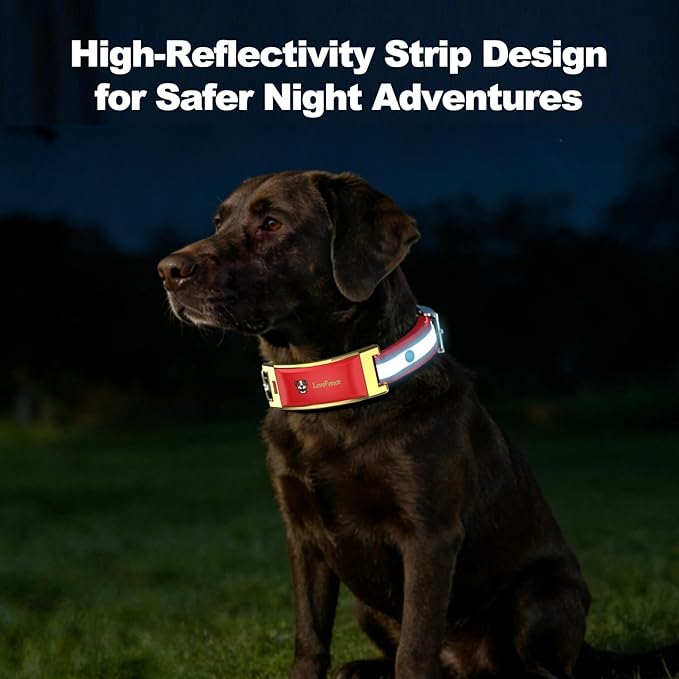 Wireless Electric GPS Dog Collar Fence for Dog with Free App:Invisible Pet Shock Barrier Containment System Yard Outdoor Perimeter,Stubborn Dog Train Bluetooth Collar for Dog Parent Red