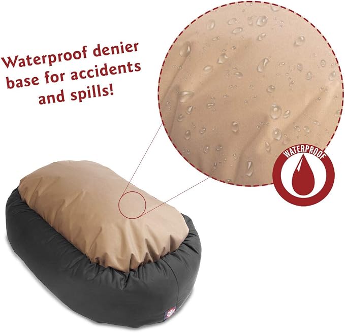 Majestic Pet Bagel Calming Dog Bed, 32 Inch Medium, Round, Washable, Gray | Cozy Soft Fluffy Donut Pet Bed with Spine Support for Head Rest – Anti-Anxiety Comfort for Puppies & Dogs, 32x23x7 Inches