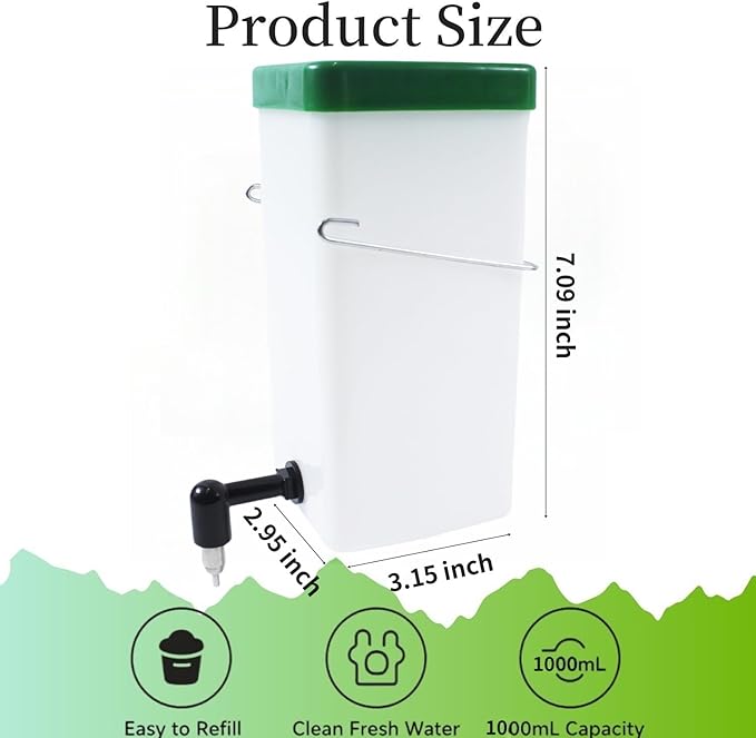 No-Drip Rabbit Water Bottle for Cage, 32oz Small Animal Water Dispenser Water Bottle for Small Pet/Bunny/Ferret/Hamster/Guinea Pig/Rabbit/Chinchilla/Mouse/Rat/Gerbil (Clear, 32 Ounce)