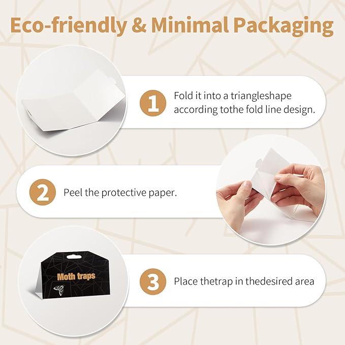 PIMAG Upgraded Moth Traps, Double Potent Pantry & Clothes Traps with Pheromones Prime, No Toxic & Odorless Meal Moth Trap, Organic Sticky Moths Balls Repellent with Lure for Closet, Kitchens -8Pack