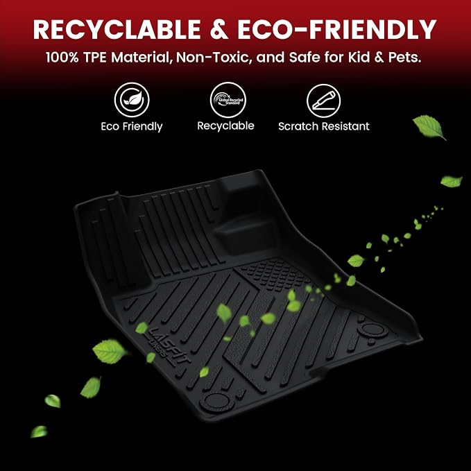 LASFIT Floor Mats for Honda Accord Sedan 2012 2011 2010 2009 2008, All Weather Custom Fit TPE Floor Liners 1st & 2nd Row, Black (Not for Coupe)