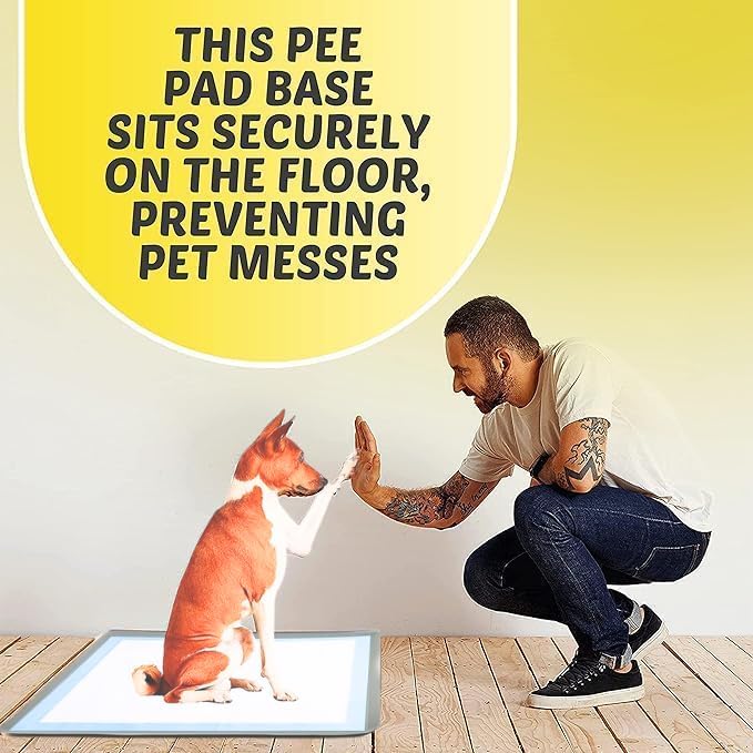 Dog Pee Pad Holder - Fits Up to 36” x 36” Pee Pad - 1 Pack - Light Grey | Stable Grip, Soft Edges, Quick Wipe Silicone Surface, Dog Pad Holder for Indoor Flooring Protection