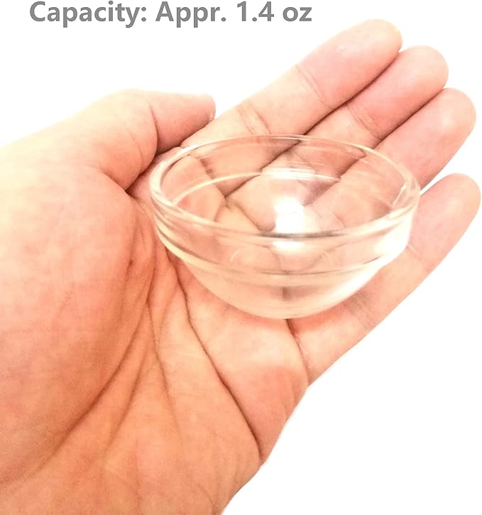 Reptile Glass Feeding Dish Food Water Bowl Feeder Bowl Cup Basin Fit for Small Pets Reptile Lizard Spider Scorpion, 3 Kinds of Capacity, 0.5 Oz,1.4 Oz, 1.7 Oz