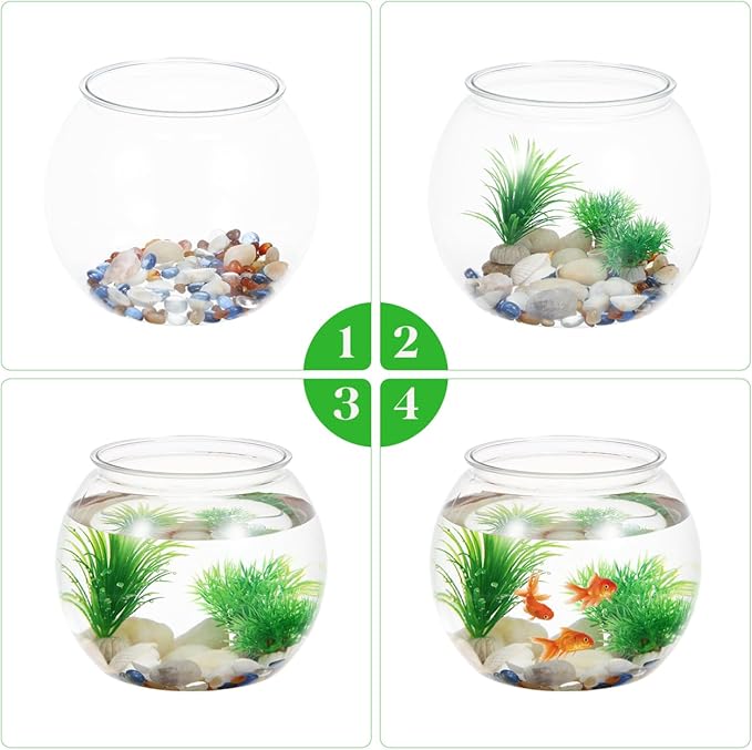 Plastic Aquarium Betta Fish Tank: Large Clear Goldfish Bowl - Tank Vase Pot Clear Bubble Planter with Break Resistant for Home décor Wedding Event Party 8.67 x 6.89 Inches