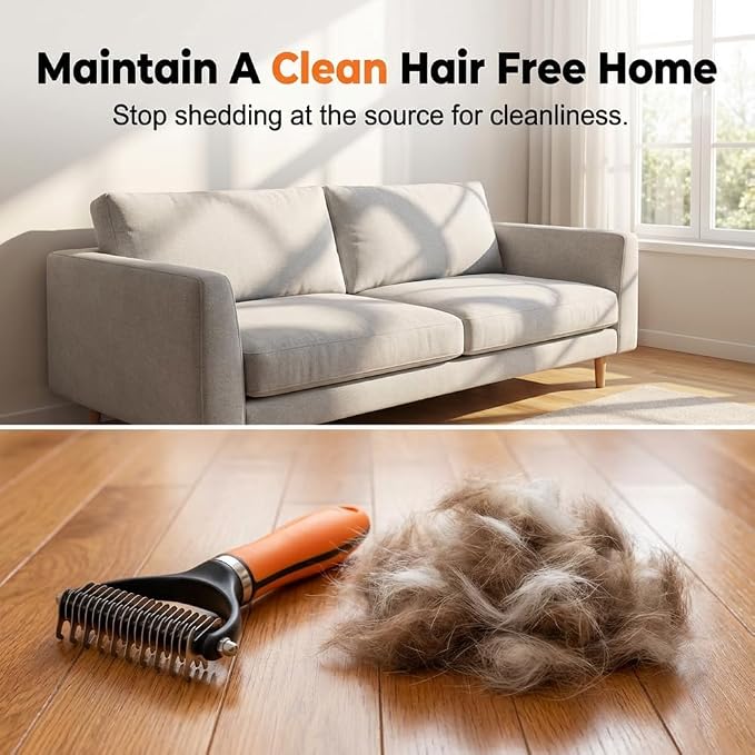2026 Upgrade Double-Sided Pet Grooming Tool, Professional Pet Detangling Comb Removes Tangles Knots and Loose Fur, Gentle Deshedding Dog Cat Brush for Long Thick Hair (Green)