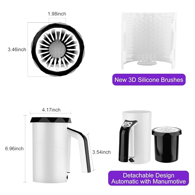 Rechargeable Automatic Dog Paw Cleaner, 2 in 1 Portable Dog Paw Washer Cup | Pet Paw Cleaner with Soft Silicone Brush, 7.4V High Power, Dog Foot Washer Suitable for Big Dog/Cat Grooming, Black