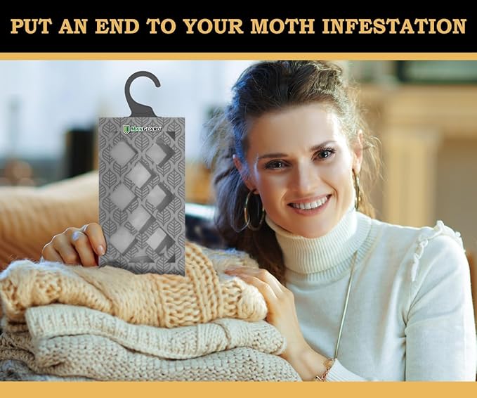 MaxGuard Clothes Moth Traps (5-Pack) – Non-Toxic Pheromone Glue Traps for Closets – Targets Webbing & Case-Bearing Moths – No Mothballs Needed