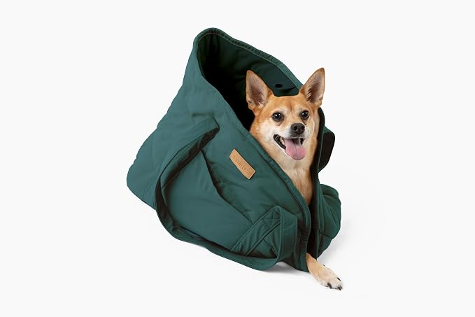 Plush Dog Purse Carrier for Small Dogs, Soft Dog Tote Bag with Safety Harness Clip, Cozy Pet Carrier for Dogs Under 15 lbs, Comfortable Dog Shoulder Carrier for Travel, Green